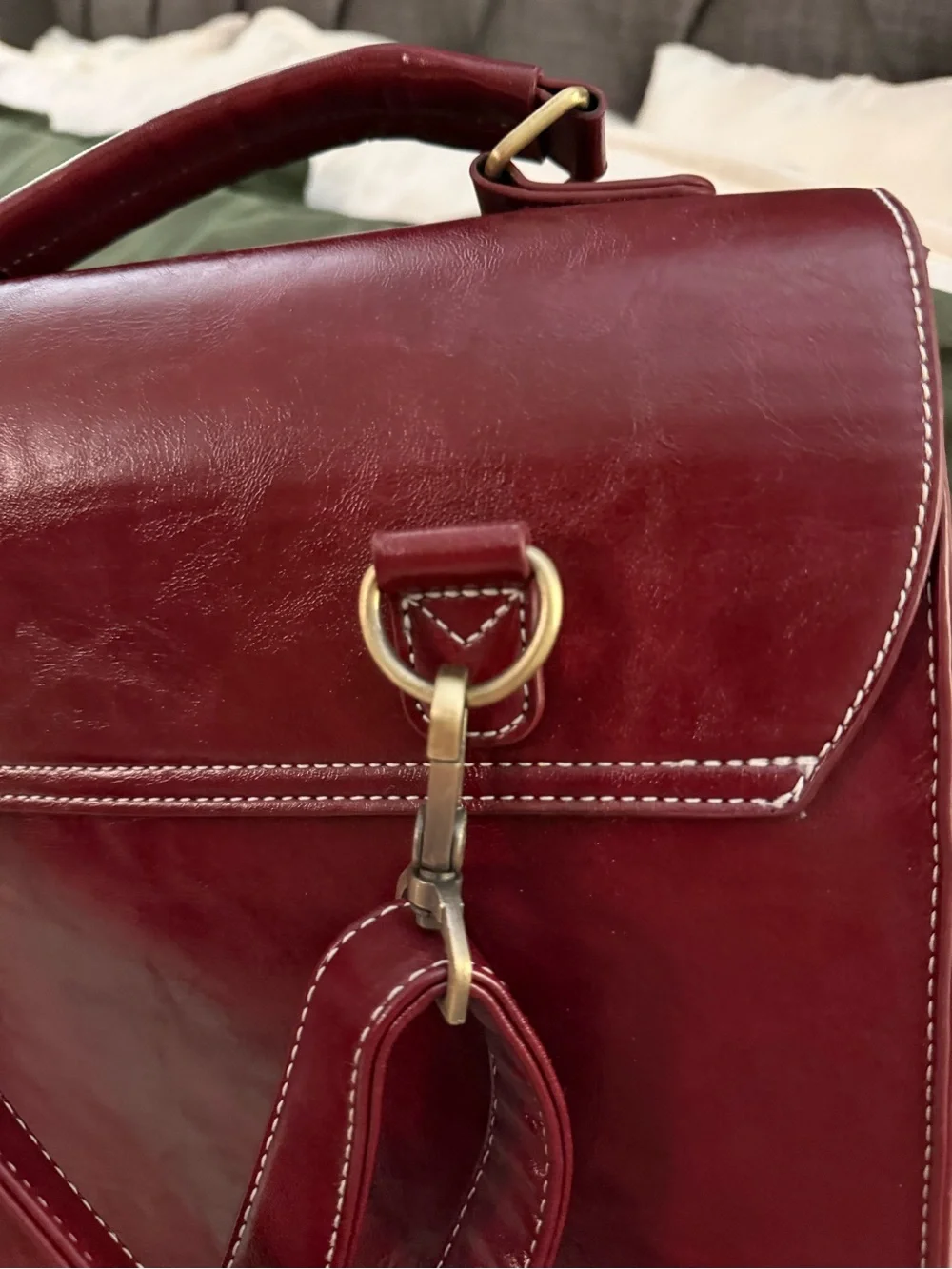 Women's Burgundy Faux Leather Backpack Satchel by Boconi